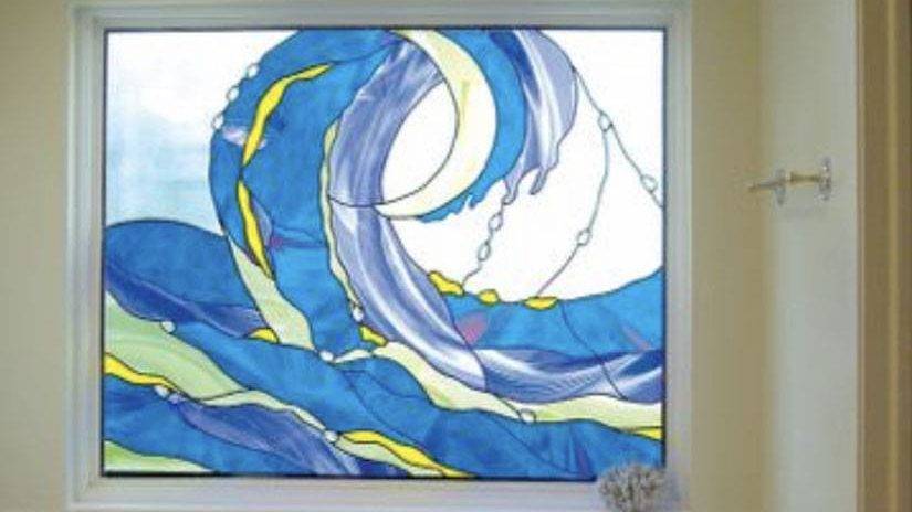 Stained glass window with wave